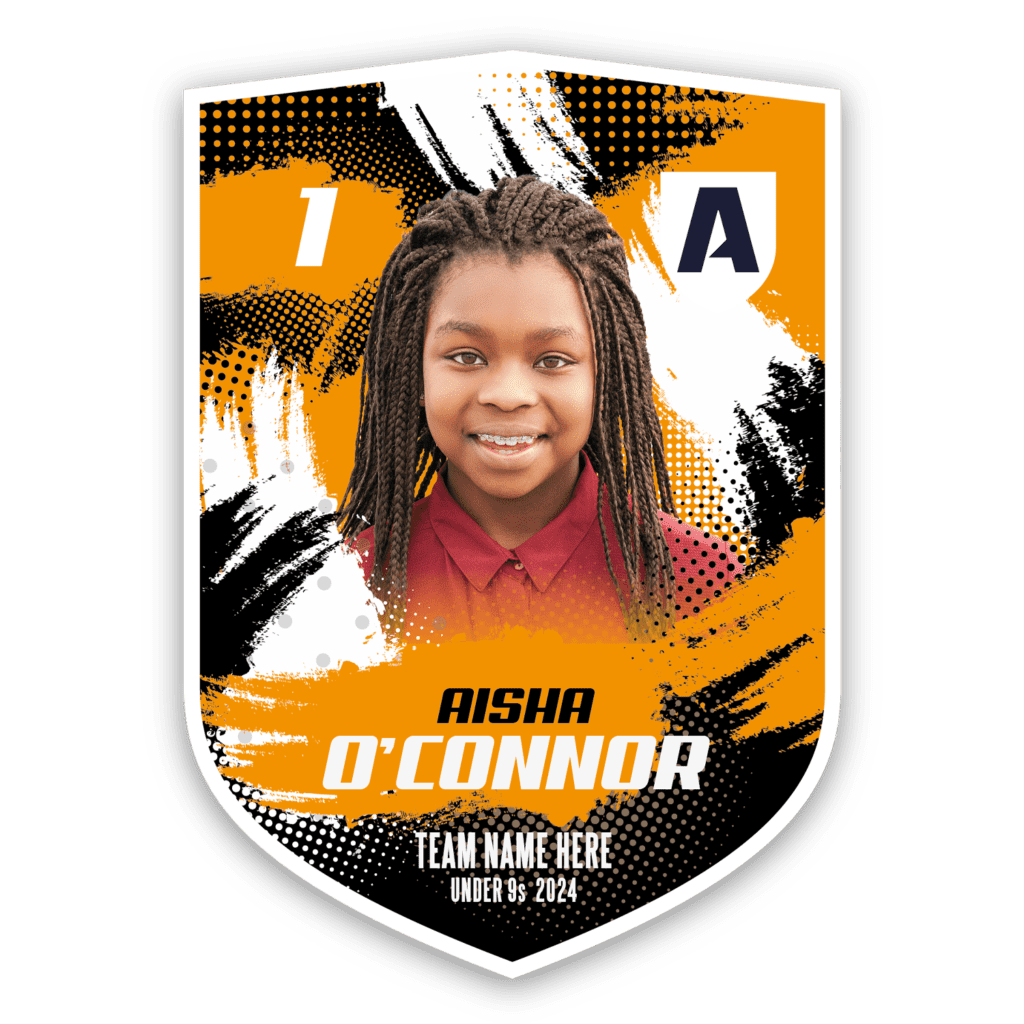 Grunge & Dots - Black, Orange & White - Player shield trophy